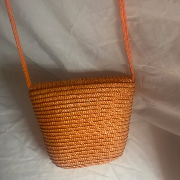 Orange Straw Crossbody Bag/Purse with Rope Strap - Picture 2 of 5